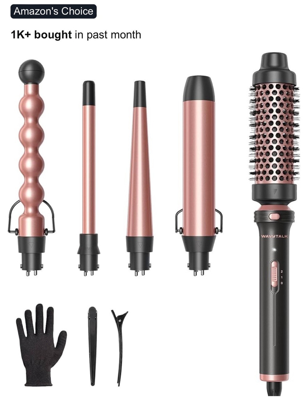 Wavytalk 5 in 1 Curling Wand Set, Multi Curl, Curling Wand Set with Thermal Brus
